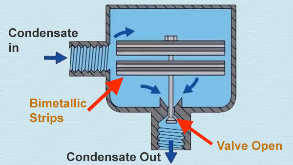 Bimetallic Steam Trap Open