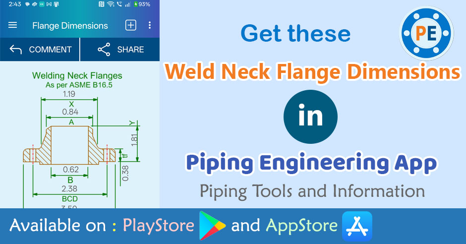 Weld Neck Flange Dimensions